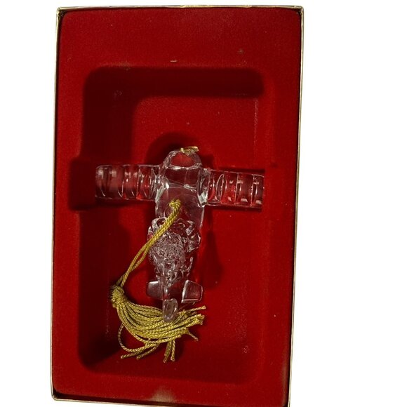 Gorham Crystal Santa Airplane Ornament Aviator Christmas First In Series - Picture 3 of 8